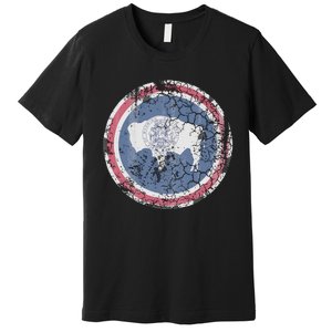 Wyoming Flag Retro Fade Family Premium T-Shirt