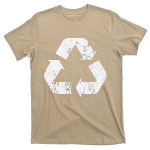 White FauxWash Recycle Logo Recycling Sign T-Shirt