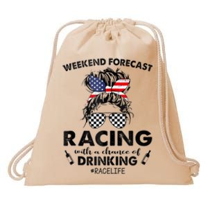 Weekend Forecast Racing With A Chance Of Drinking Race Life Drawstring Bag