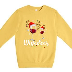 Winedeer Funny Reindeer Wine Christmas Funny Specialty Cool Gift Premium Crewneck Sweatshirt