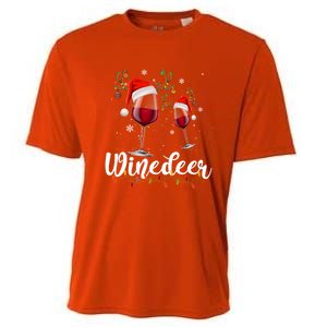 Winedeer Funny Reindeer Wine Christmas Funny Specialty Cool Gift Cooling Performance Crew T-Shirt