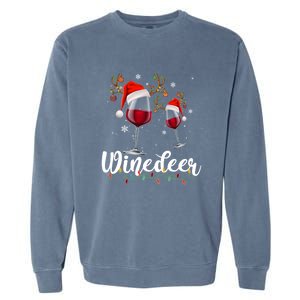 Winedeer Funny Reindeer Wine Christmas Funny Specialty Cool Gift Garment-Dyed Sweatshirt