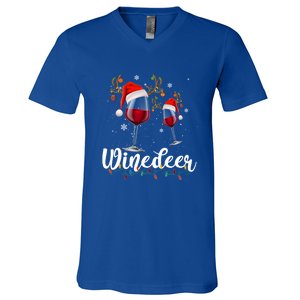 Winedeer Funny Reindeer Wine Christmas Funny Specialty Cool Gift V-Neck T-Shirt