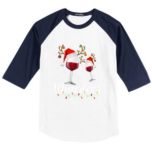 Winedeer Funny Reindeer Wine Christmas Funny Specialty Cool Gift Baseball Sleeve Shirt