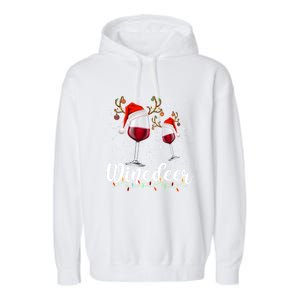 Winedeer Funny Reindeer Wine Christmas Funny Specialty Cool Gift Garment-Dyed Fleece Hoodie