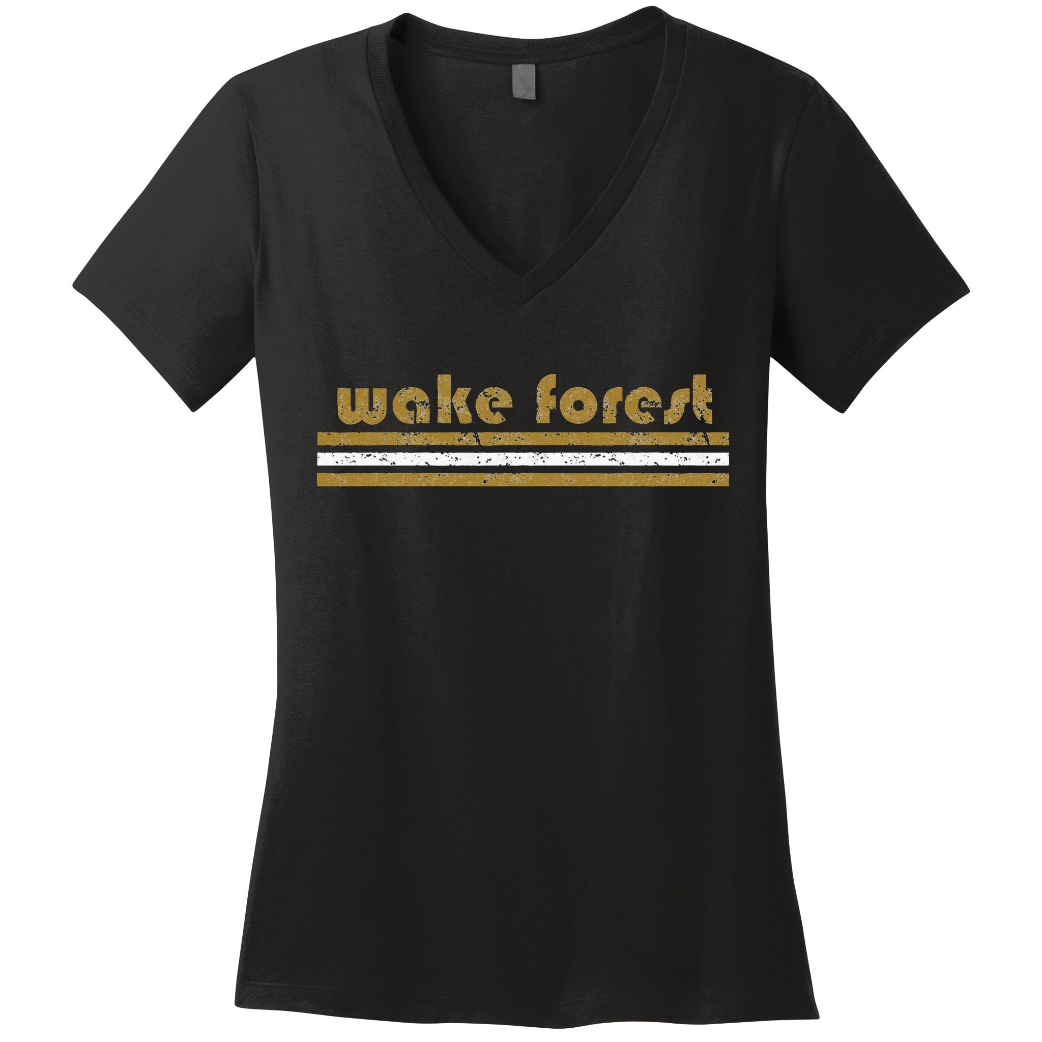 Wake Forest Retro Three Stripe Vintage Throwback Women's V-Neck T-Shirt