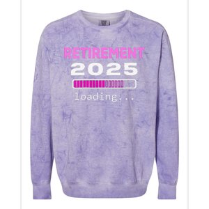 Women Funny Retirement 2025 Loading Retirement Countdown Colorblast Crewneck Sweatshirt