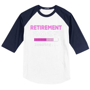 Women Funny Retirement 2025 Loading Retirement Countdown Baseball Sleeve Shirt