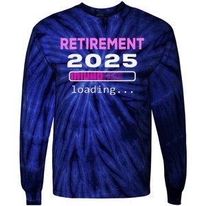 Women Funny Retirement 2025 Loading Retirement Countdown Tie-Dye Long Sleeve Shirt