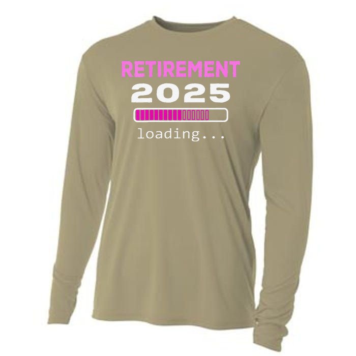 Women Funny Retirement 2025 Loading Retirement Countdown Cooling Performance Long Sleeve Crew