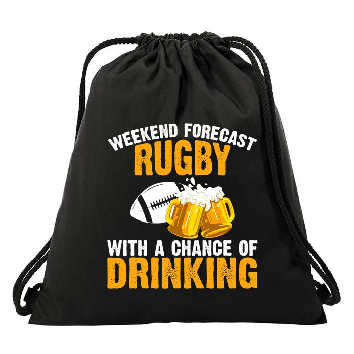 Weekend Forecast Rugby With A Chance Of Drinking Drawstring Bag