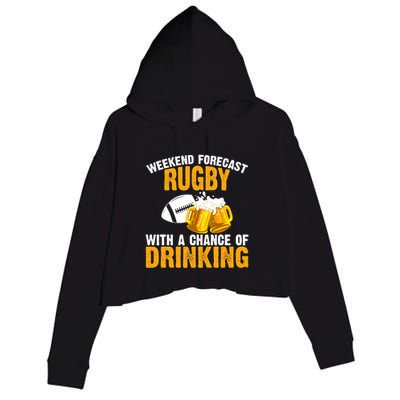 Weekend Forecast Rugby With A Chance Of Drinking Crop Fleece Hoodie