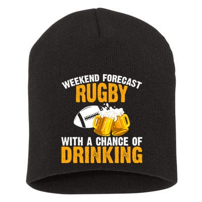 Weekend Forecast Rugby With A Chance Of Drinking Short Acrylic Beanie