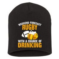 Weekend Forecast Rugby With A Chance Of Drinking Short Acrylic Beanie