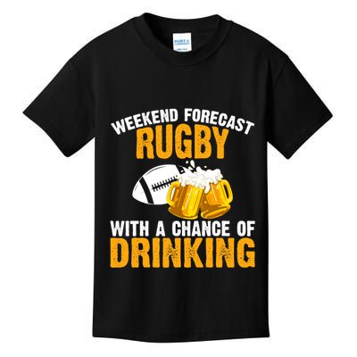 Weekend Forecast Rugby With A Chance Of Drinking Kids T-Shirt