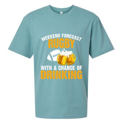 Weekend Forecast Rugby With A Chance Of Drinking Sueded Cloud Jersey T-Shirt