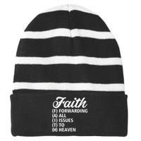 Women Faith Round Neck Graphic T Shirts Cute Funny Tops Striped Beanie with Solid Band