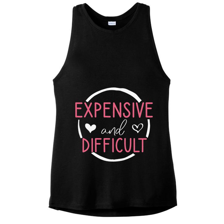 Wo Funny Saying Expensive and Difficult Cute Heart Ladies PosiCharge Tri-Blend Wicking Tank