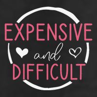 Wo Funny Saying Expensive and Difficult Cute Heart 7 Panel Mesh Trucker Snapback Hat