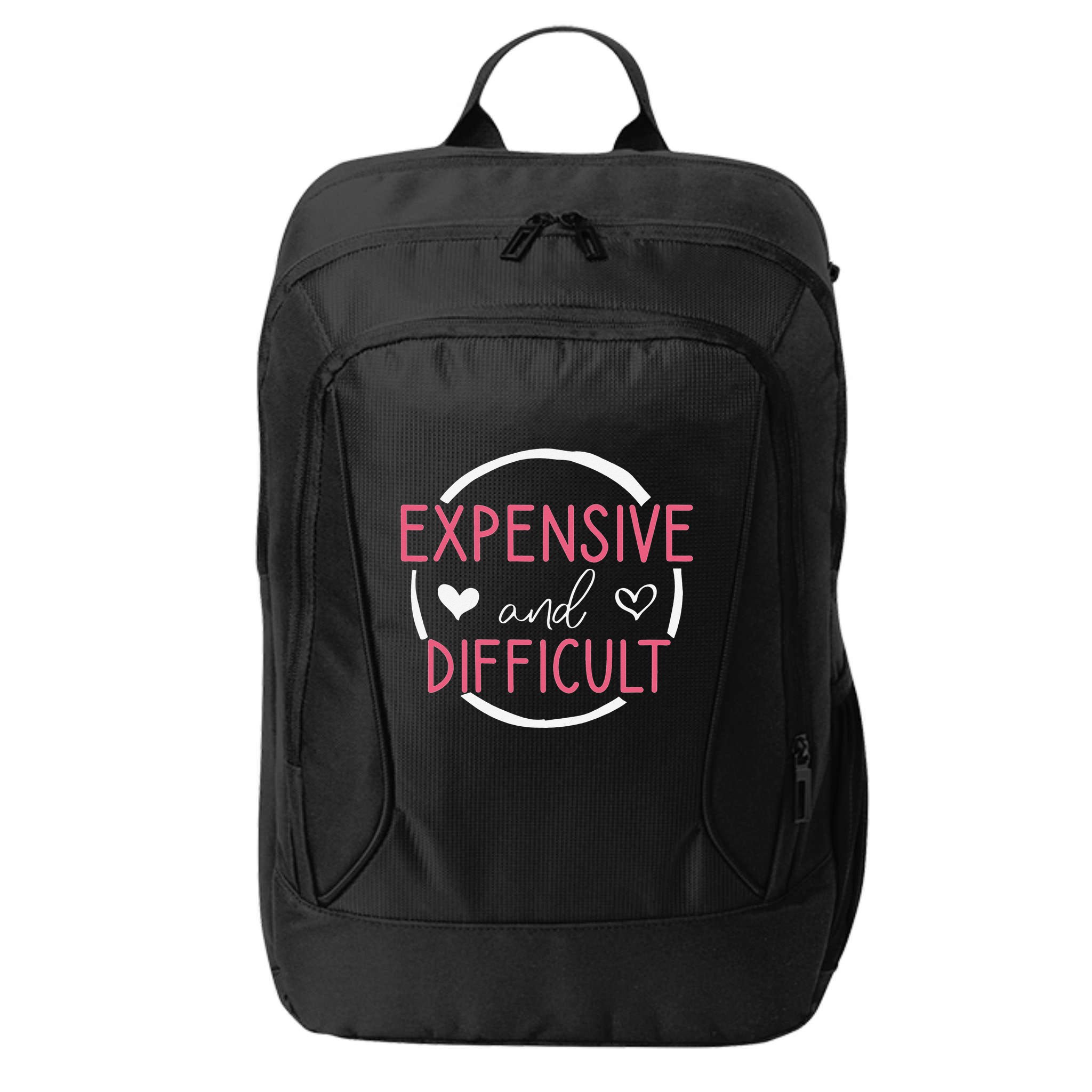 Wo Funny Saying Expensive and Difficult Cute Heart City Backpack