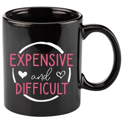 Wo Funny Saying Expensive and Difficult Cute Heart 11oz C Handle Ceramic Mug