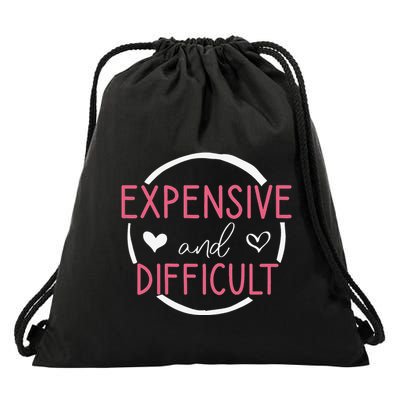 Wo Funny Saying Expensive and Difficult Cute Heart Drawstring Bag