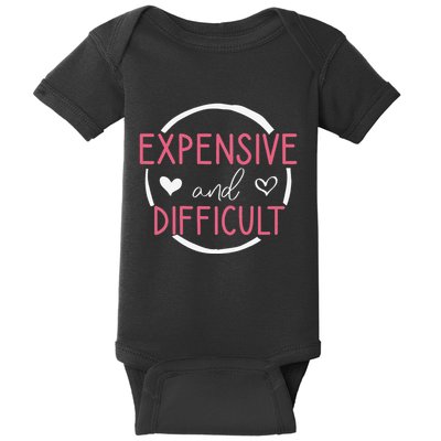 Wo Funny Saying Expensive and Difficult Cute Heart Baby Bodysuit