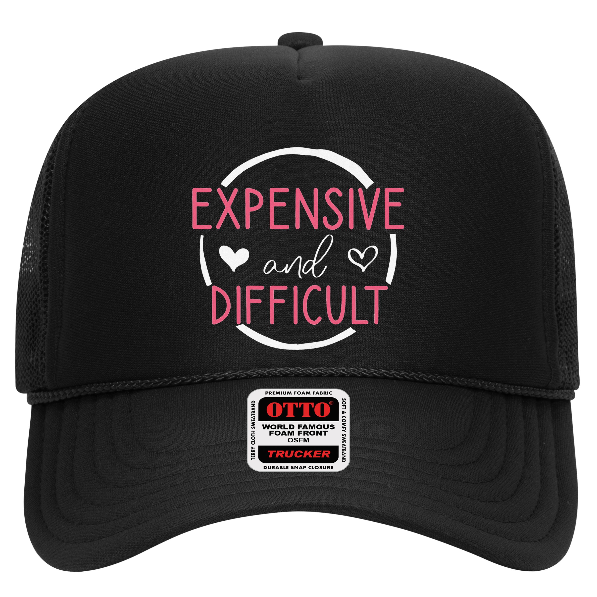 Wo Funny Saying Expensive and Difficult Cute Heart Hat