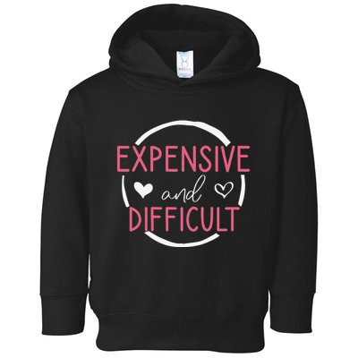 Wo Funny Saying Expensive and Difficult Cute Heart Toddler Hoodie