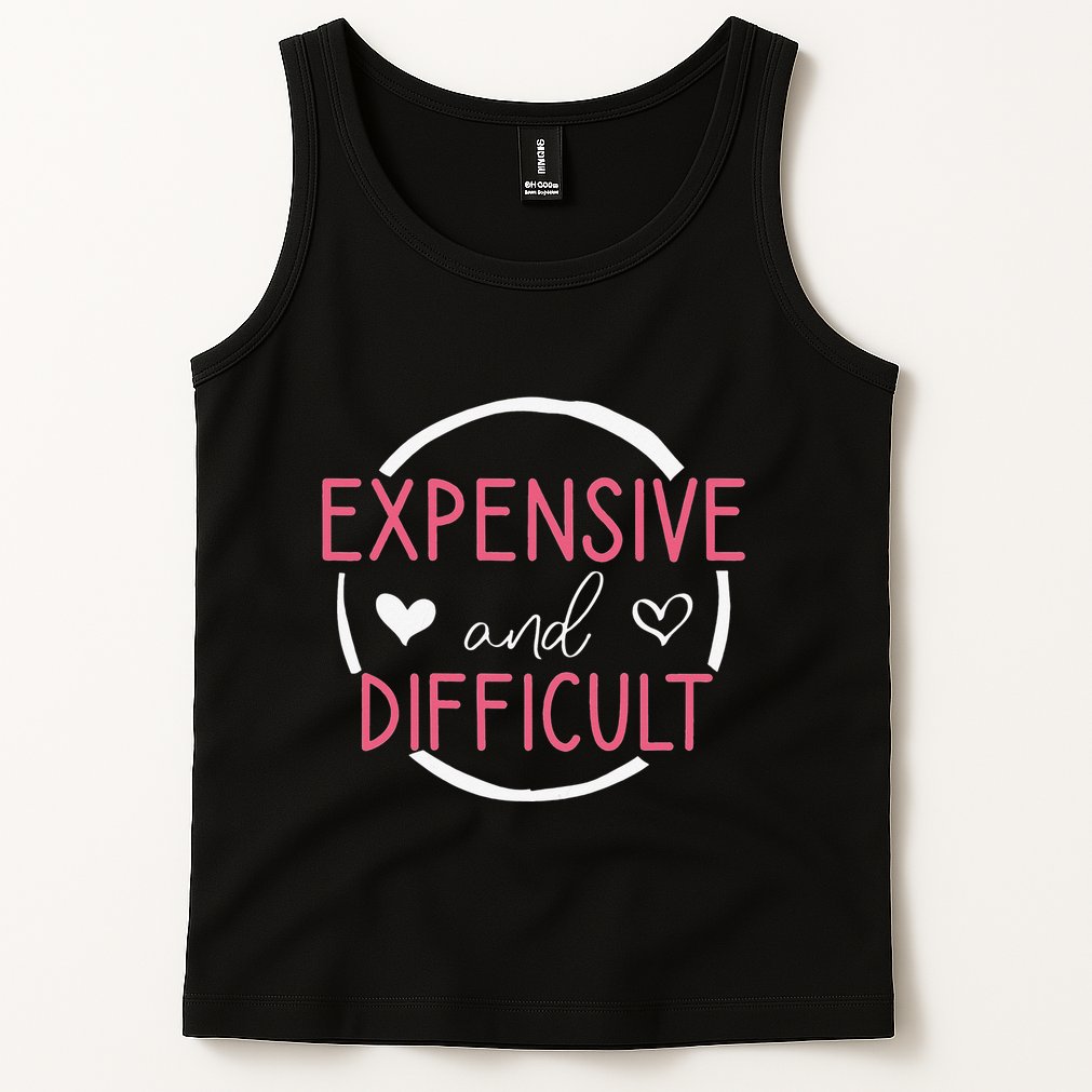 Wo Funny Saying Expensive and Difficult Cute Heart Tank Top