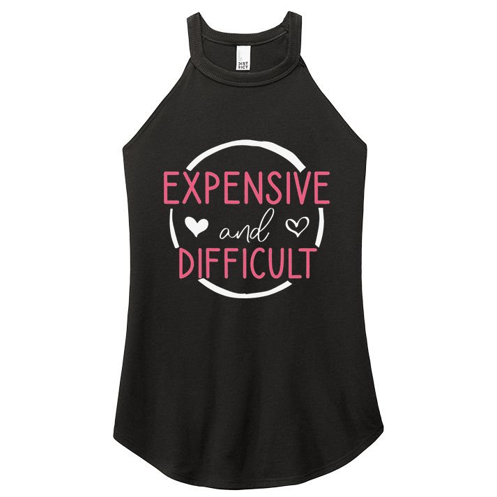 Wo Funny Saying Expensive and Difficult Cute Heart Women's Perfect Tri Rocker Tank