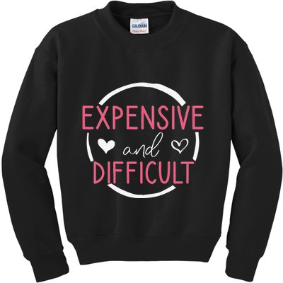 Wo Funny Saying Expensive and Difficult Cute Heart Kids Sweatshirt