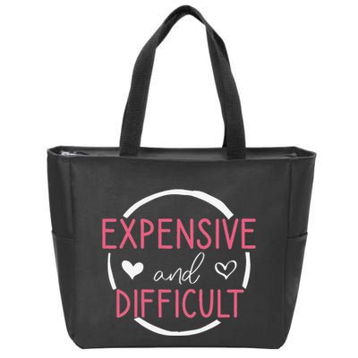 Wo Funny Saying Expensive and Difficult Cute Heart Zip Tote Bag