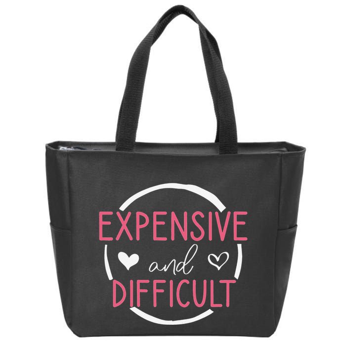 Wo Funny Saying Expensive and Difficult Cute Heart Zip Tote Bag