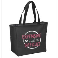 Wo Funny Saying Expensive and Difficult Cute Heart Zip Tote Bag