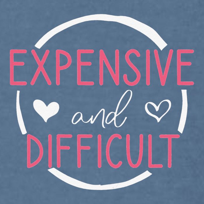 Wo Funny Saying Expensive and Difficult Cute Heart Garment-Dyed Sweatshirt