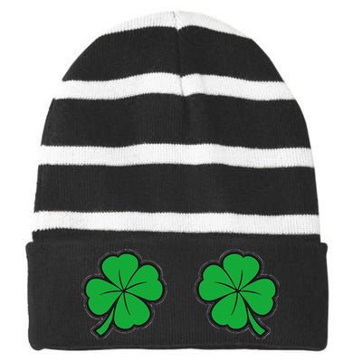 Womens Funny St Patrick's Day For Women And Couples Striped Beanie with Solid Band