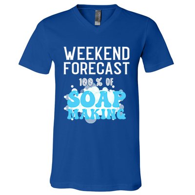 Weekend Forecast Soap Making Soap Maker Gift V-Neck T-Shirt