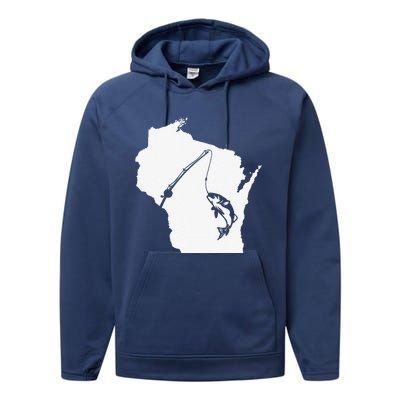 Wisconsin Fishing Sturgeon Bass Fishing Midwest Home State Performance Fleece Hoodie