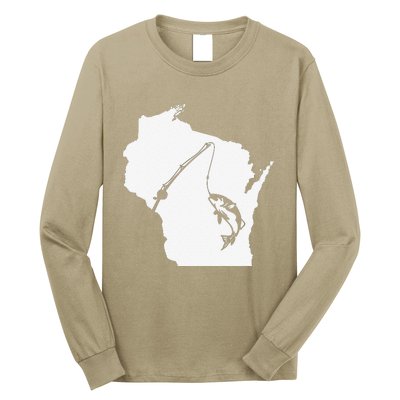 Wisconsin Fishing Sturgeon Bass Fishing Midwest Home State Long Sleeve Shirt