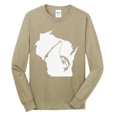 Wisconsin Fishing Sturgeon Bass Fishing Midwest Home State Tall Long Sleeve T-Shirt