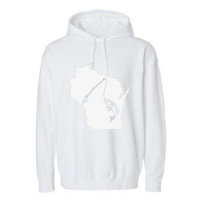 Wisconsin Fishing Sturgeon Bass Fishing Midwest Home State Garment-Dyed Fleece Hoodie