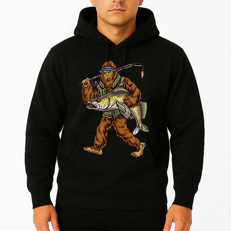 Walleye Fishing Sauger Hunting Bigfoot Fishermen Hoodie