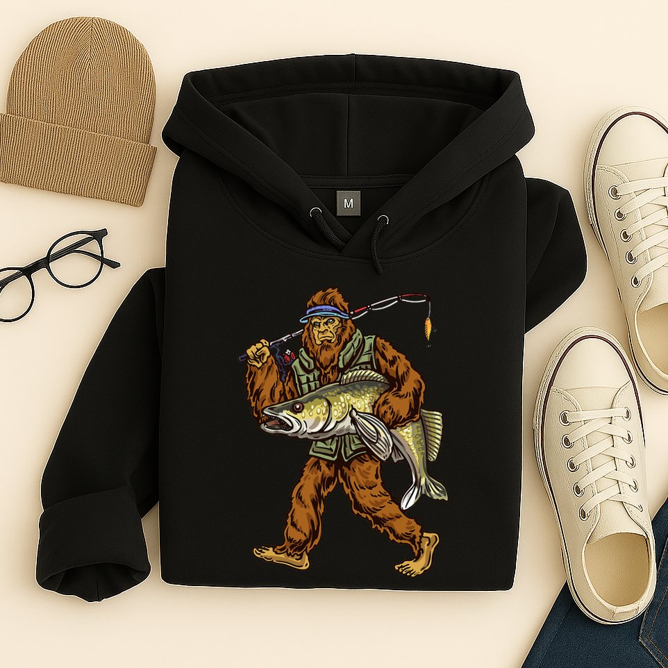 Walleye Fishing Sauger Hunting Bigfoot Fishermen Hoodie