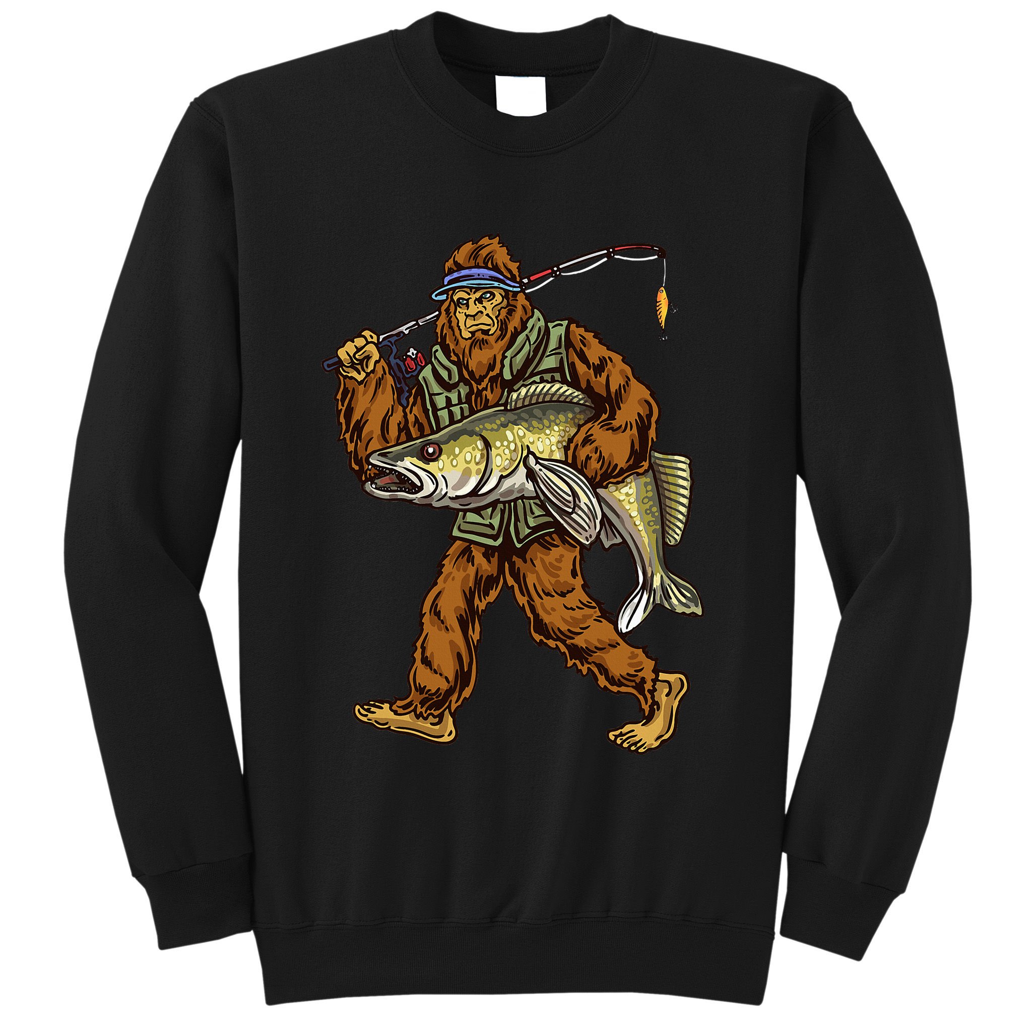 Walleye Fishing Sauger Hunting Bigfoot Fishermen Sweatshirt