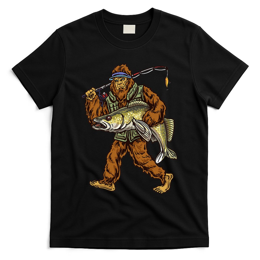 Walleye Fishing Sauger Hunting Bigfoot Fishermen T-Shirt