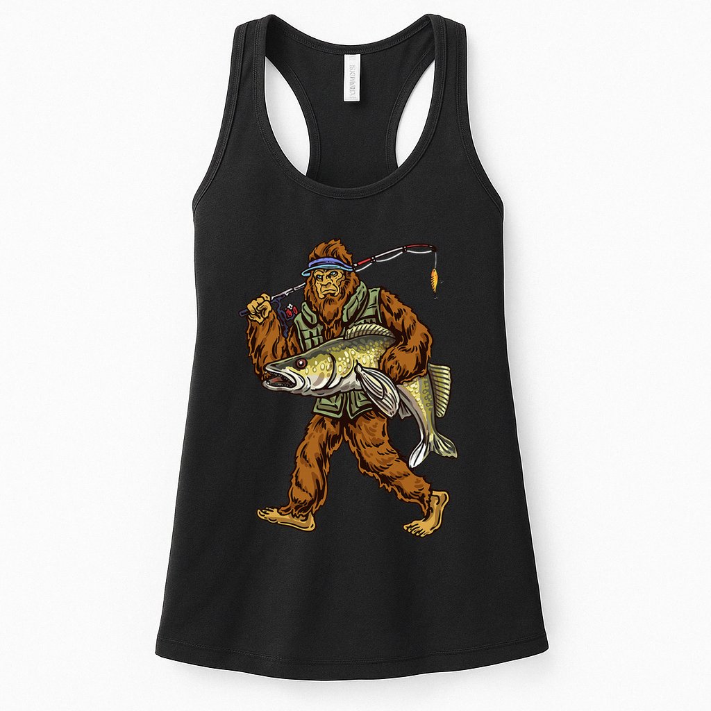 Walleye Fishing Sauger Hunting Bigfoot Fishermen Womens Tank Top