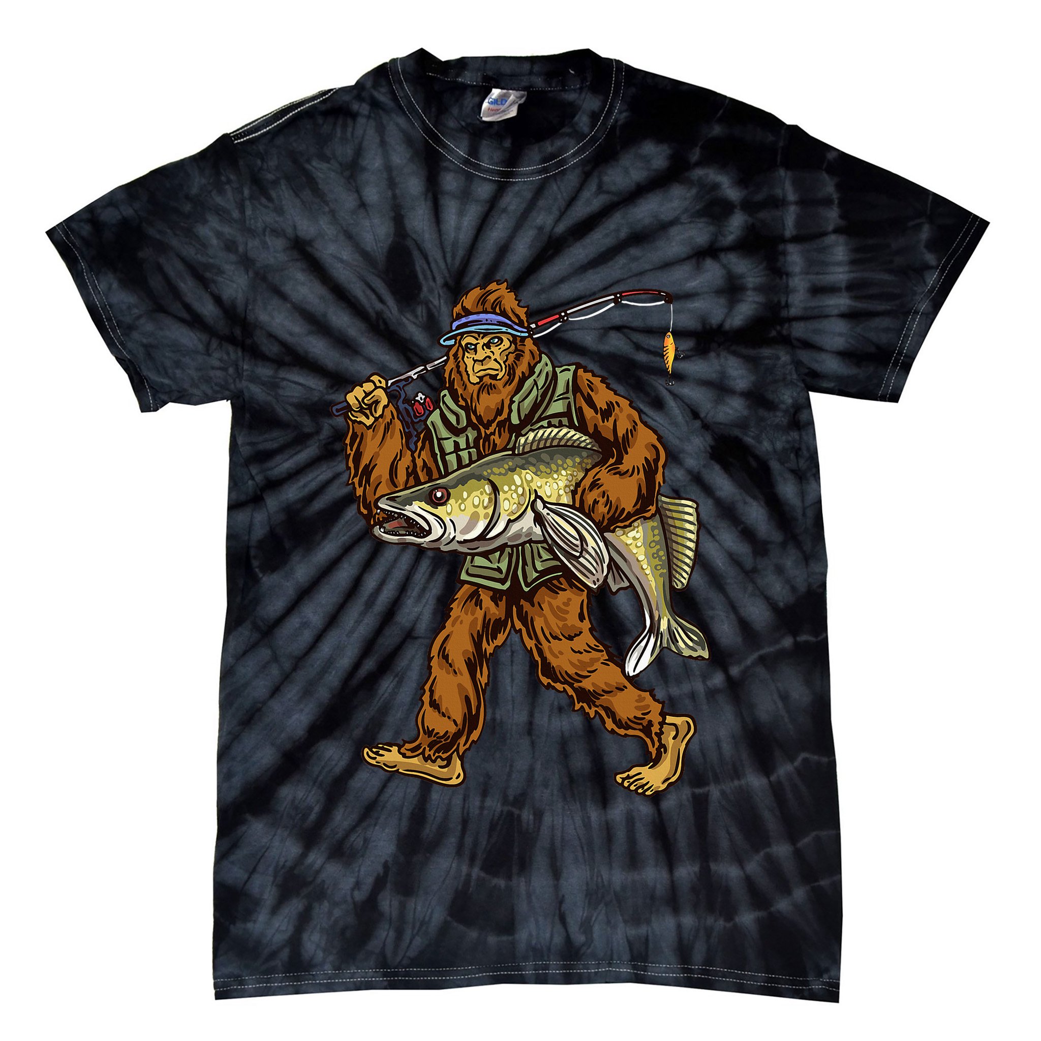 Walleye Fishing Sauger Hunting Bigfoot Fishermen Tie-Dye T-Shirt