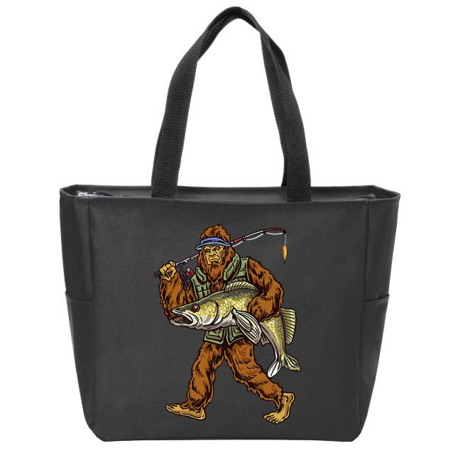 Walleye Fishing Sauger Hunting Bigfoot Fishermen Zip Tote Bag