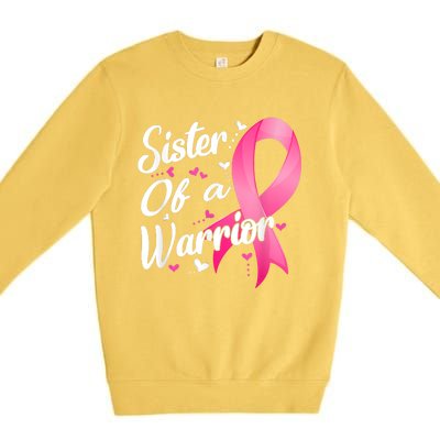 Womens Fighter Sister Of A Warrior Breast Cancer Fighting Premium Crewneck Sweatshirt